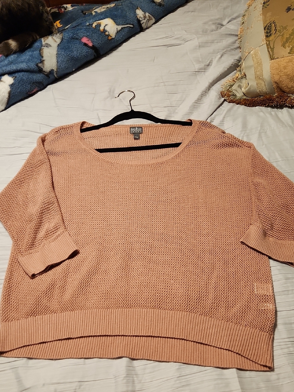 New York & Company SOHO Dusty Rose Short-Sleeve Knit Sweater